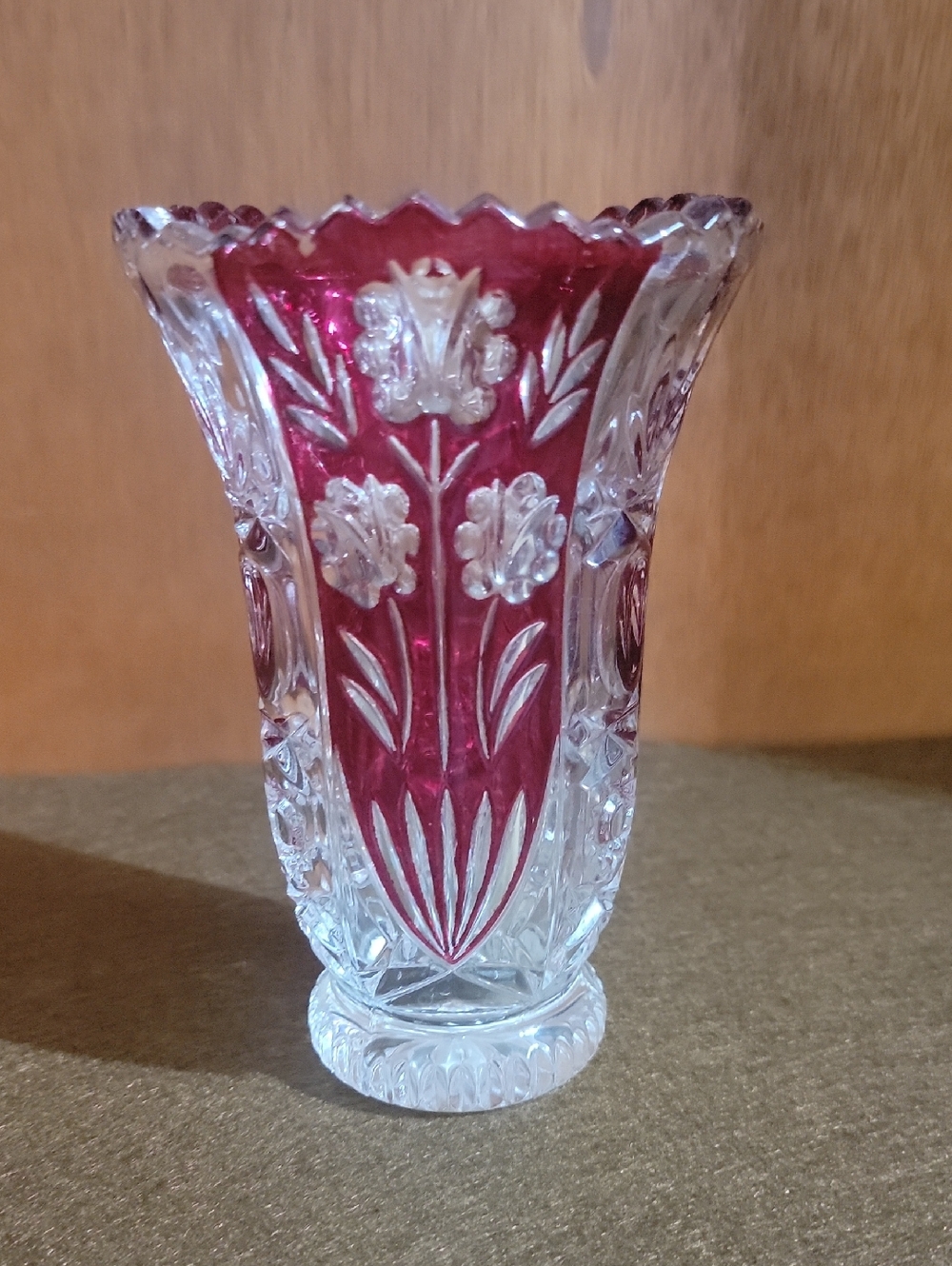 Vintage Anna Hutte 6"  Crystal Cut To Clear Vase